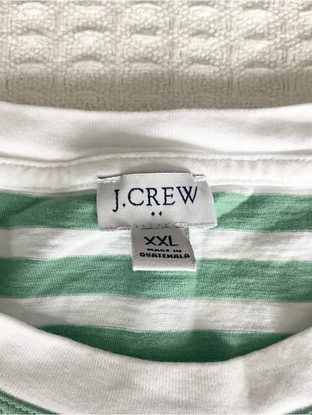 J. Crew Factory Green & White Striped Crewneck Tee XXL - Picture 3 of 6